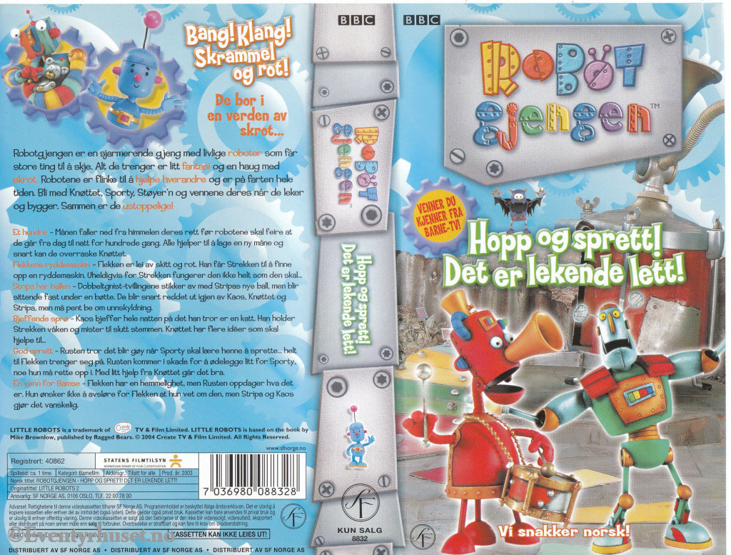 Download / Stream: Robotgjengen - Hopp Og Sprett! Det Er Lekende Lett! Vhs. Norwegian Dubbing. Vhs