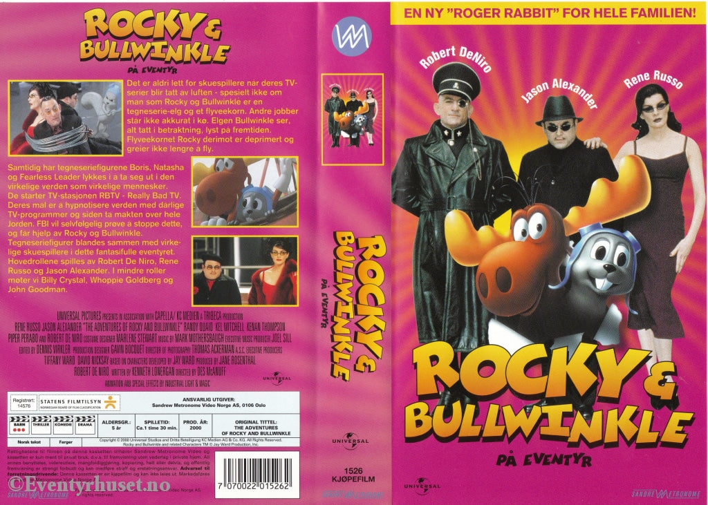 Download / Stream: Rocky & Bullwinkle På Eventyr. 2000. Vhs. Norwegian Subtitles. Vhs