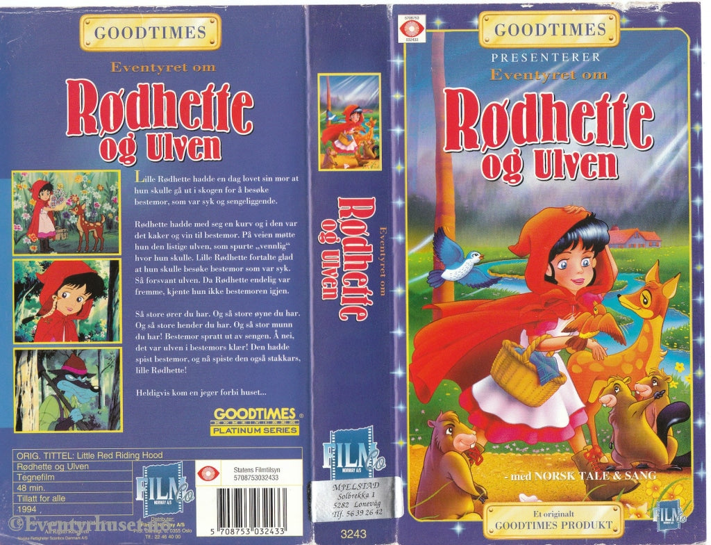 Download / Stream: Rødhette Og Ulven (Goodtimes Presenterer). 1994. Vhs. Norwegian Dubbing. Vhs