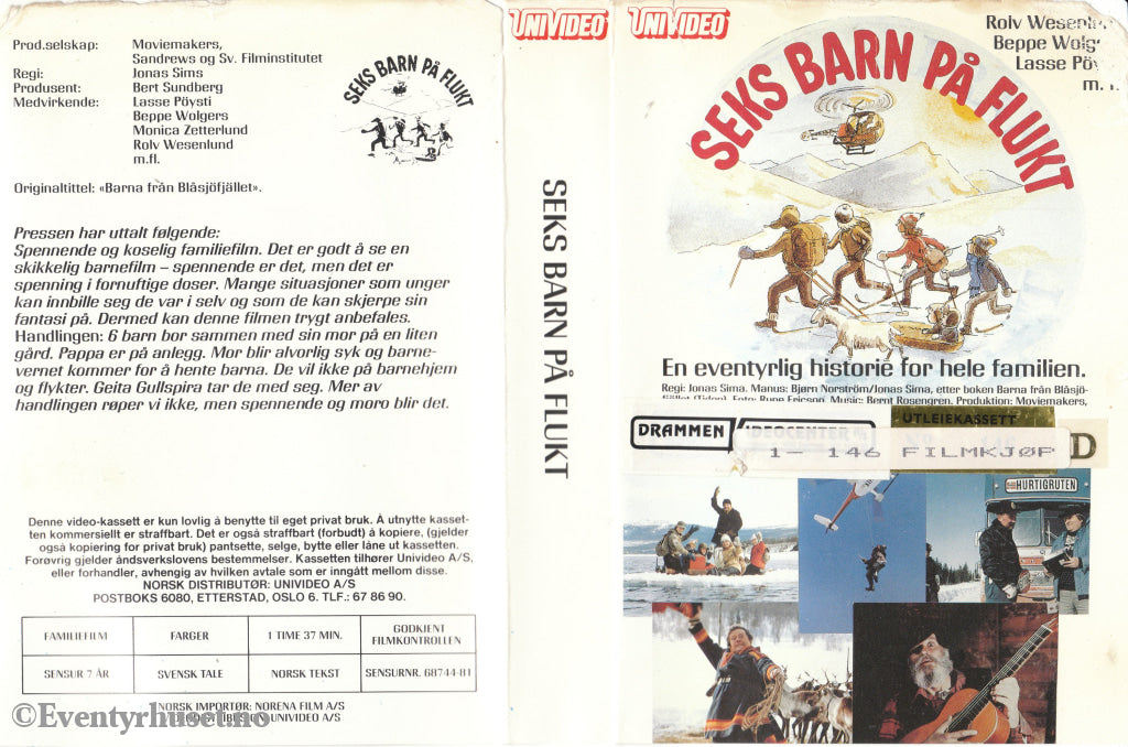 Download / Stream: Seks Barn På Flukt (Barna Från Blåsjöfjället). 1980. Vhs Big Box. Norwegian