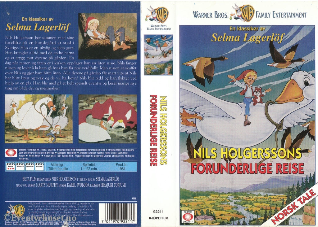 Download / Stream: Selma Lagerlöf - Nils Holgerssons Forunderlige Reise. 1981. Vhs. Norwegian
