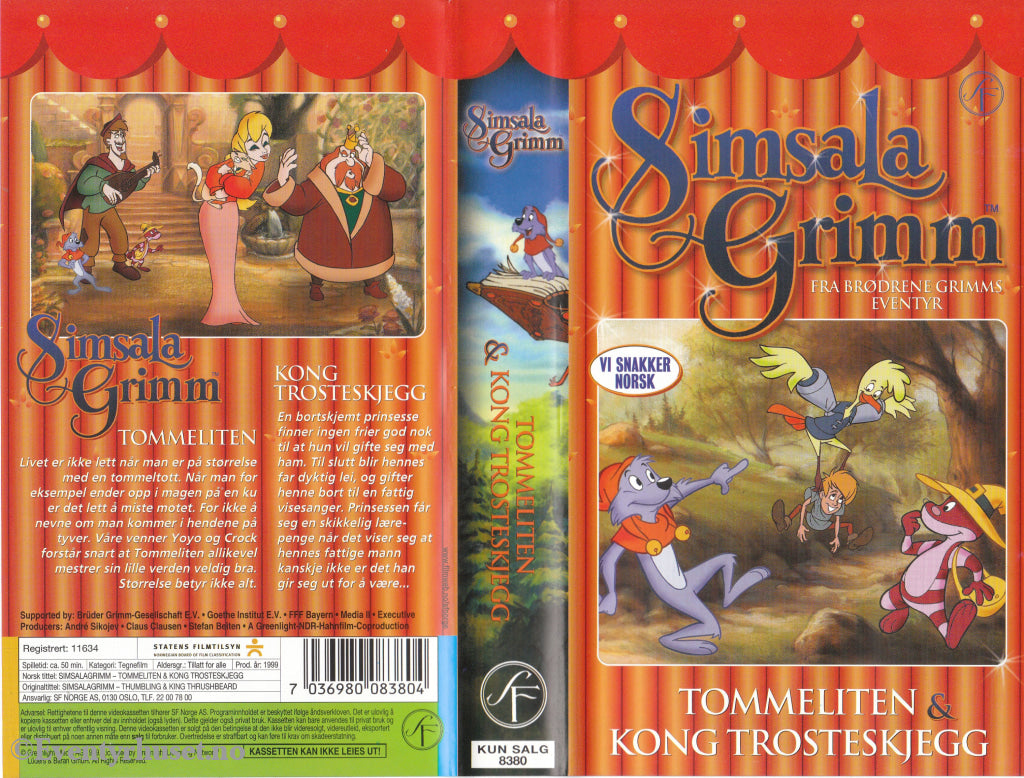 Download / Stream: Simsala Grimm. Tommeliten & Kong Trosteskjegg. 1999. VHS SB. Norwegian dubbing. VHS