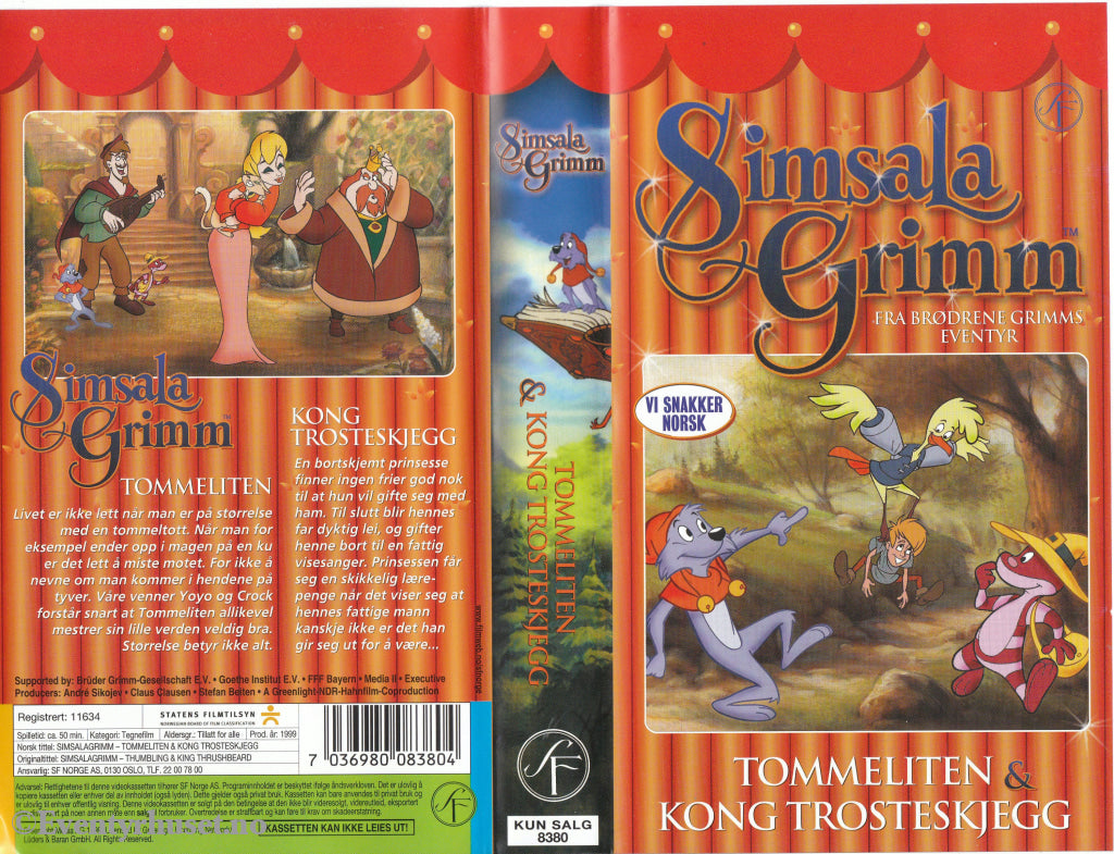 Download / Stream: Simsala Grimm - Tommeliten & Trostskjegg. 1999. VHS SB. Norwegian dubbing. VHS