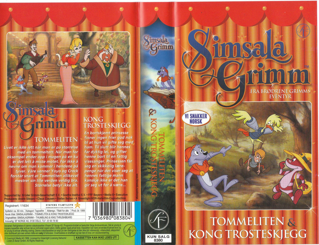 Download / Stream: Simsala Grimm - Tommeliten & Trostskjegg. 1999. VHS SB. Norwegian dubbing. VHS