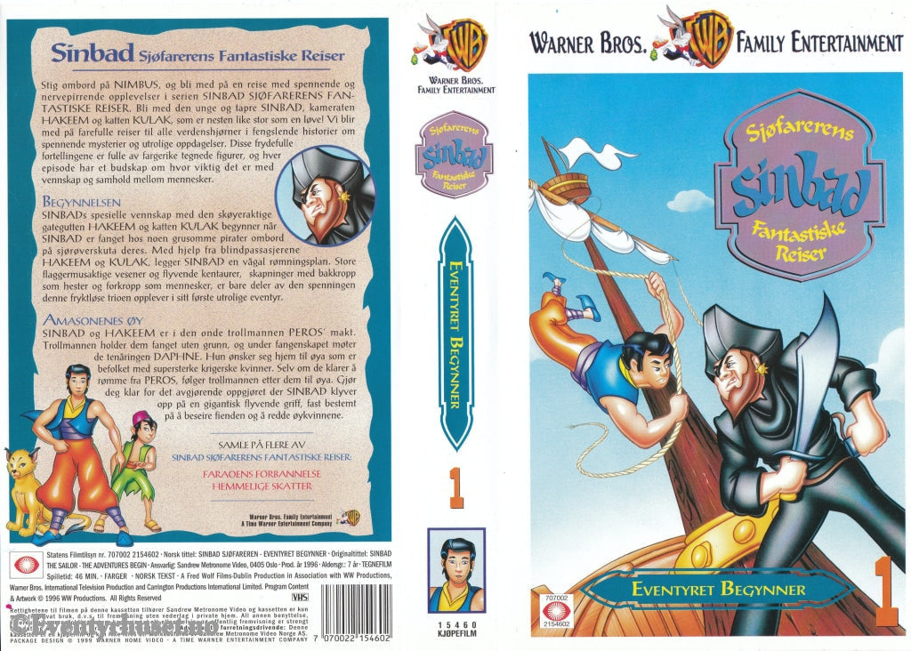 Download / Stream: Sinbad. Vol. 1. Eventyret Begynner. 1996. Vhs. Norwegian Dubbing. Vhs