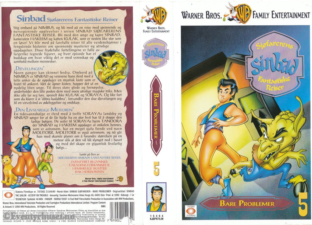 Download / Stream: Sinbad. Vol. 5. Bare Problemer. 1996. Vhs. Norwegian Dubbing. Vhs