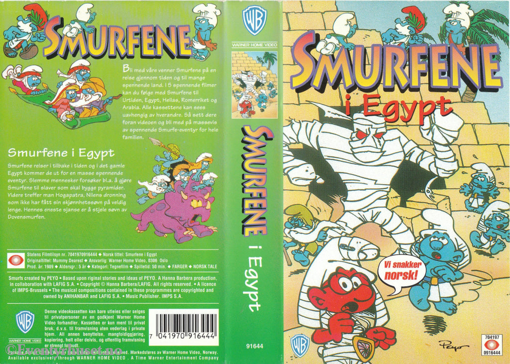 Download / Stream: Smurfene i Egypt. 1989. VHS SB. Norwegian dubbing. VHS