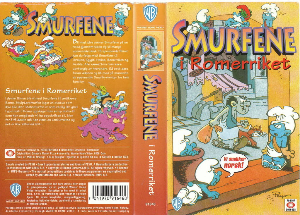 Download / Stream: Smurfene i Romerriket. 1989. VHS SB. Norwegian dubbing. VHS