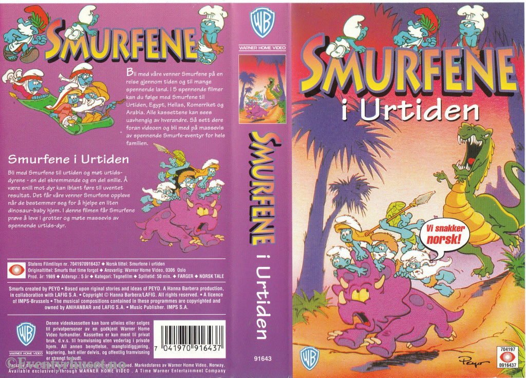 Download / Stream: Smurfene i Urtiden 1989. VHS SB. Norwegian dubbing. VHS