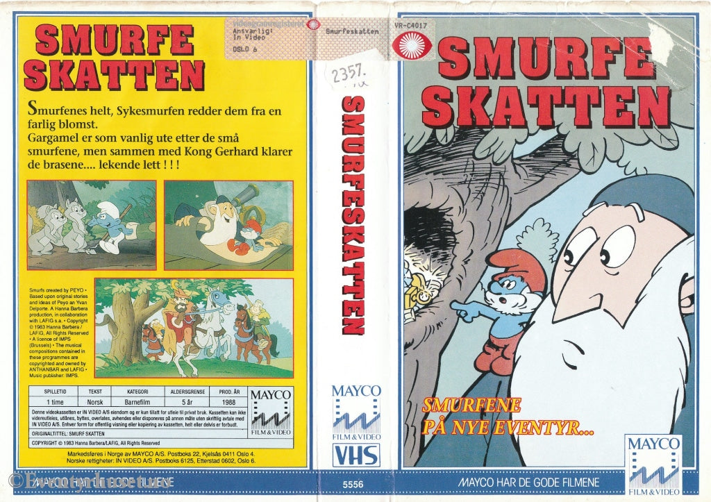 Download / Stream: Smurfene - Smurfeskatten (Smurfs). 1988. Vhs Big Box. Norwegian Subtitles. Stream