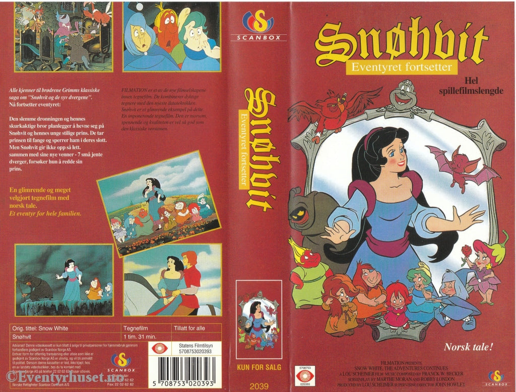 Download / Stream: Snøhvit - Eventyret Fortsetter. Vhs. Norwegian Dubbing. Vhs