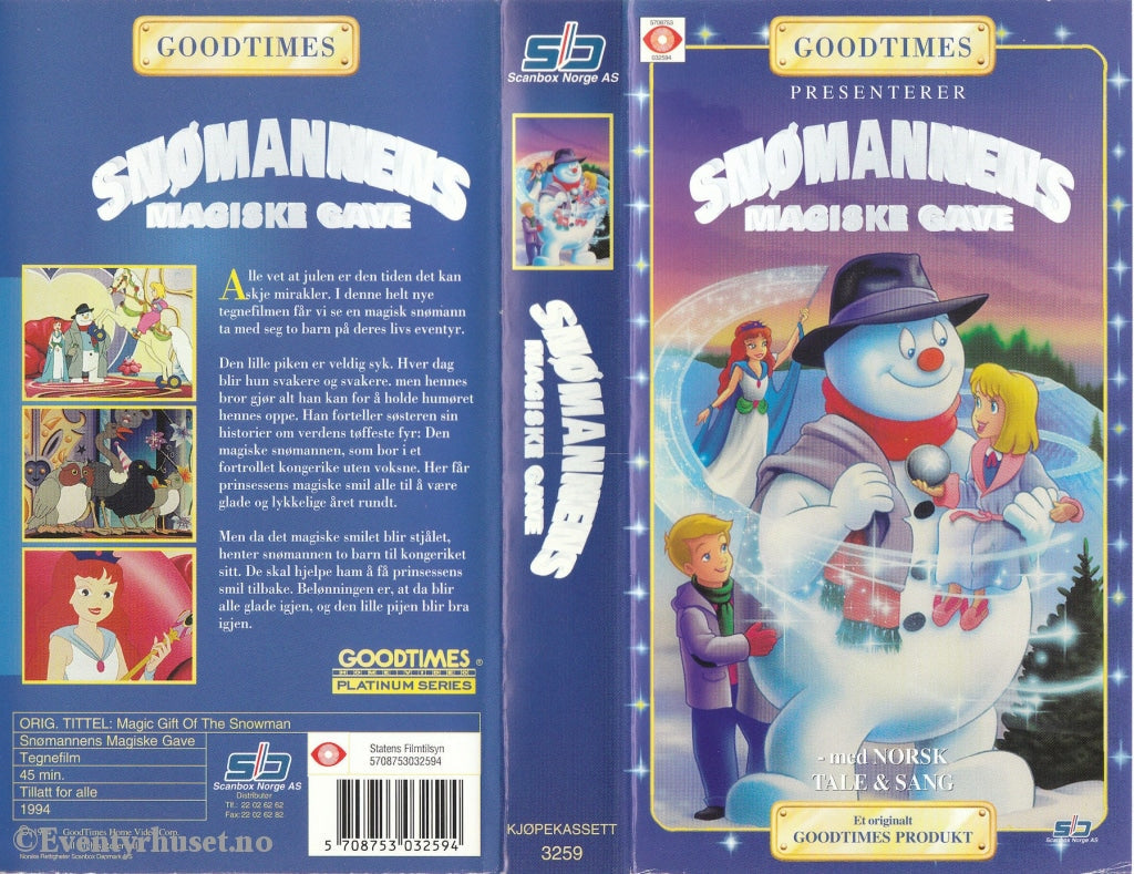 Download / Stream: Snømannens Magiske Gave (Goodtimes Presenterer). 1994. Vhs. Norwegian Dubbing.