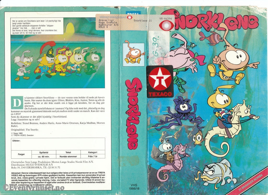 Download / Stream: Snorklene (The Snorks). Vol. 2. 1985. Vhs Big Box. Norwegian Dubbing.