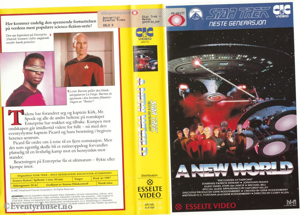 Download / Stream: Star Trek - A New World. 1987. Vhs Big Box. Norwegian Subtitles.