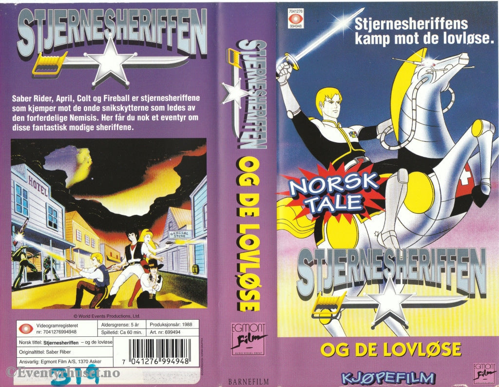 Download / Stream: Stjernesheriffen Og De Lovløse (Saber Rider). 1988. Vhs. Norwegian Dubbing. Vhs