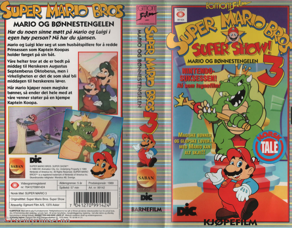 Download / Stream: Super Mario Bros Super Show! Vol. 3. Mario og bønnestengelen. 1989. VHS SB. Norwegian dubbing. VHS