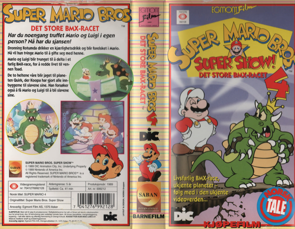 Download / Stream: Super Mario Bros Super Show! Vol. 4. Det store BMX-Racet. 1989. VHS SB. Norwegian dubbing. VHS