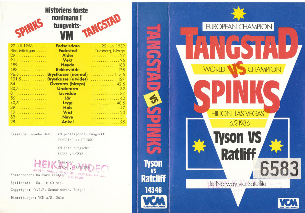 Download / Stream: Tangstad Vs Spinks. 1986. Vhs Big Box. Norwegian.