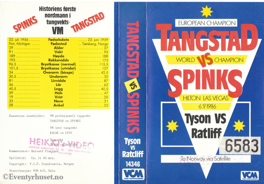 Download / Stream: Tangstad Vs Spinks. 1986. Vhs Big Box. Norwegian.
