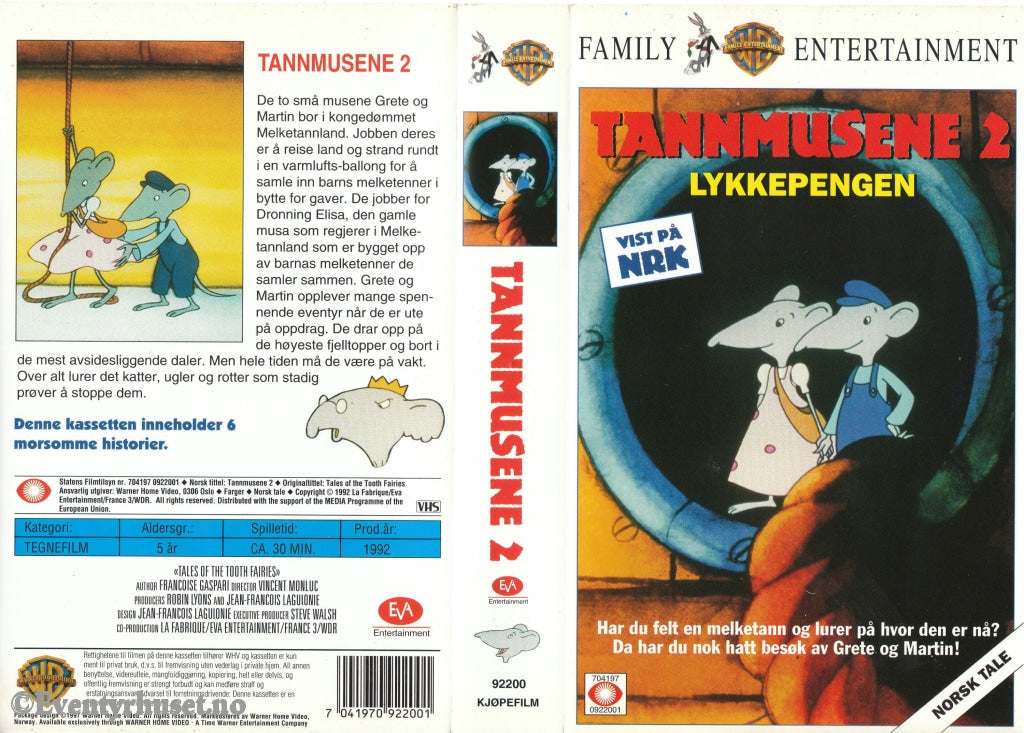 Download / Stream: Tannmusene. Vol. 2. Lykkepengen. 1992. Vhs. Norwegian Dubbing. Vhs