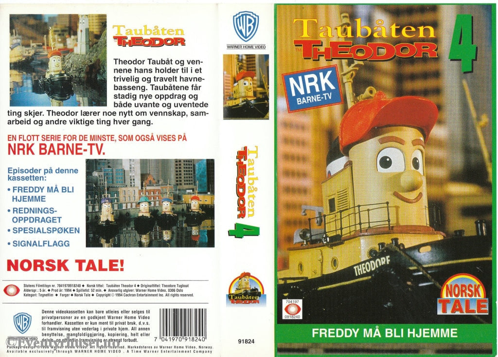 Download / Stream: Taubåten Theodor. Vol. 4. Freddy Må Bli Hjemme. 1994. Vhs. Norwegian Dubbing. Vhs
