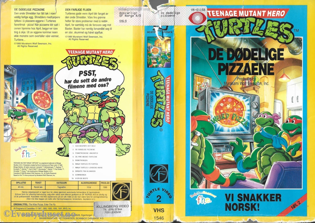 Download / Stream: Teenage Mutant Hero Turtles. Vol. 02. De Dødelige Pizaaene. 1988. Vhs Big Box.