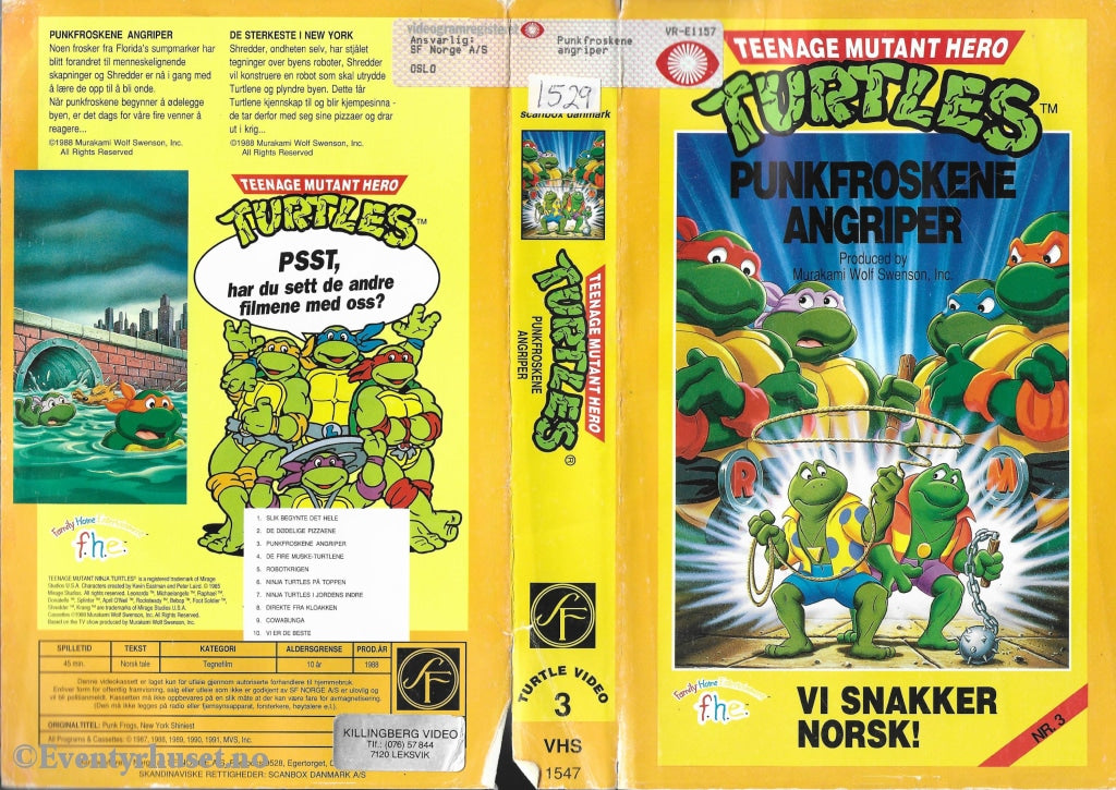 Download / Stream: Teenage Mutant Hero Turtles. Vol. 03. Punkfroskene Angriper. 1988. Vhs Big Box.