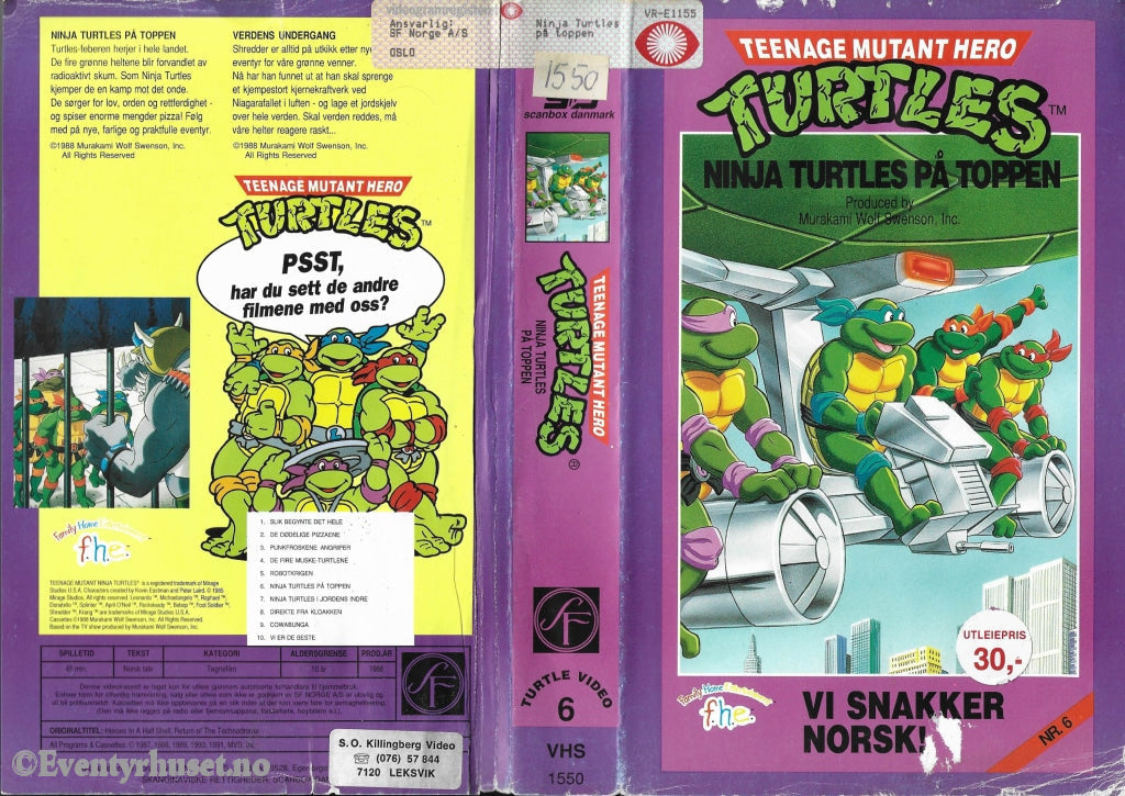 Download / Stream: Teenage Mutant Hero Turtles. Vol. 06. Ninja Turtles På Toppen. 1988. Vhs Big Box.