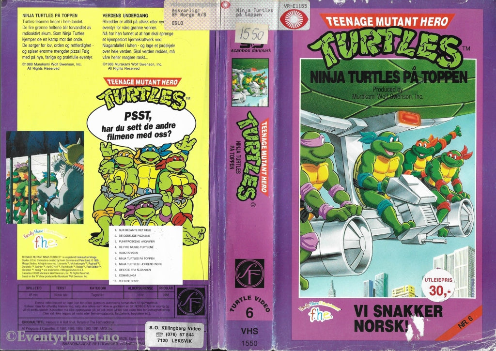 Download / Stream: Teenage Mutant Hero Turtles. Vol. 06. Ninja Turtles På Toppen. 1988. Vhs Big Box.