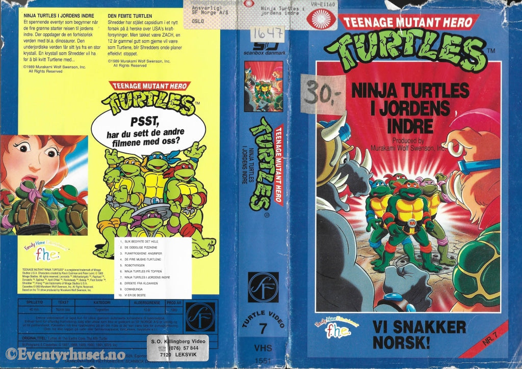 Download / Stream: Teenage Mutant Hero Turtles. Vol. 07. Ninja Turtles I Jordens Indre. 1989. Vhs