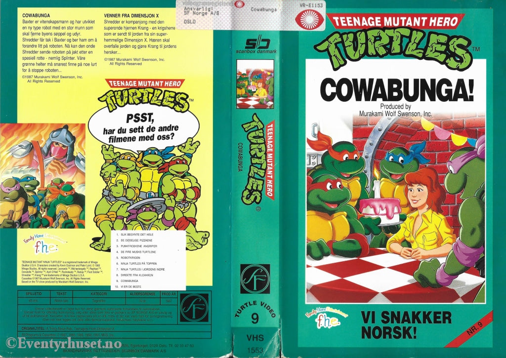 Download / Stream: Teenage Mutant Hero Turtles. Vol. 09. Cowabunga! 1987. Vhs Big Box. Norwegian