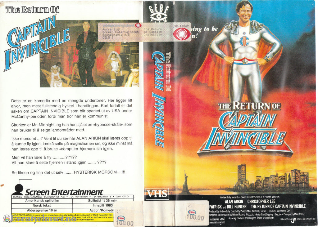 Download / Stream: The Return Of Captain Invincible. 1983. Vhs Big Box. Norwegian Subtitles.
