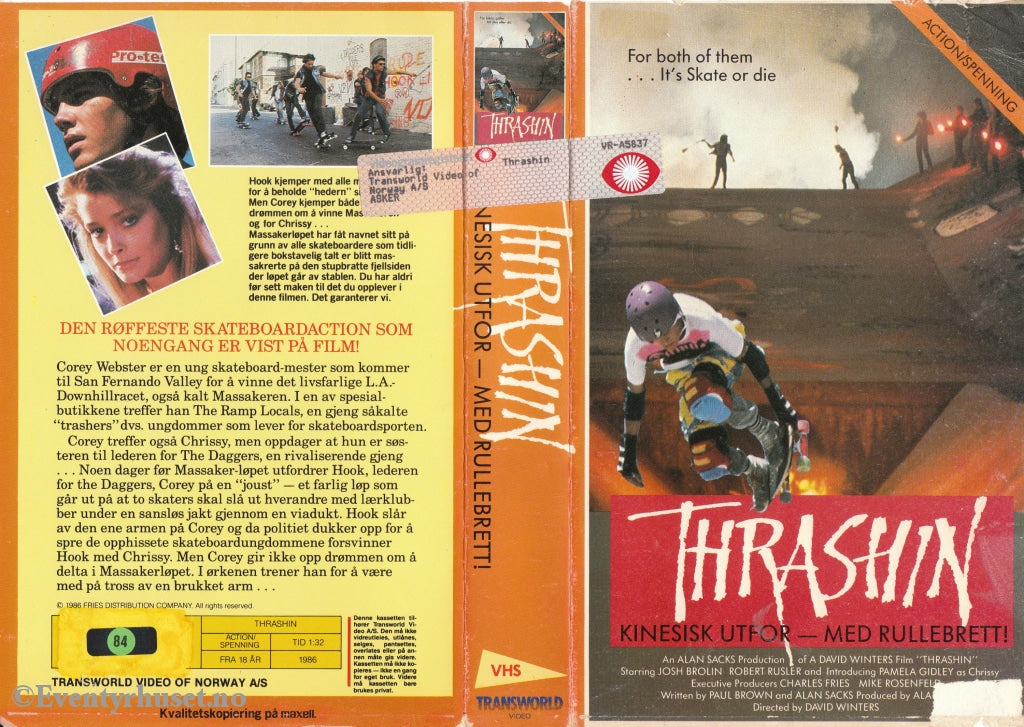 Download / Stream: Thrashin. 1986. Vhs Big Box. Norwegian Subtitles.
