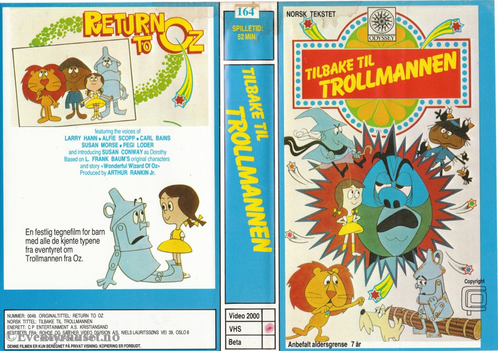 Download / Stream: Tilbake Til Trollmannen (Return To Oz). Vhs Big Box. Norwegian Subtitles.
