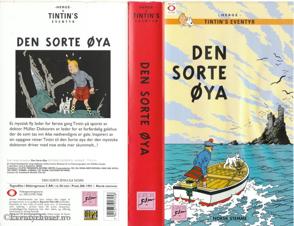 Download / Stream: Tintin - Den Sorte Øya. Vhs. Norwegian Dubbing. Vhs