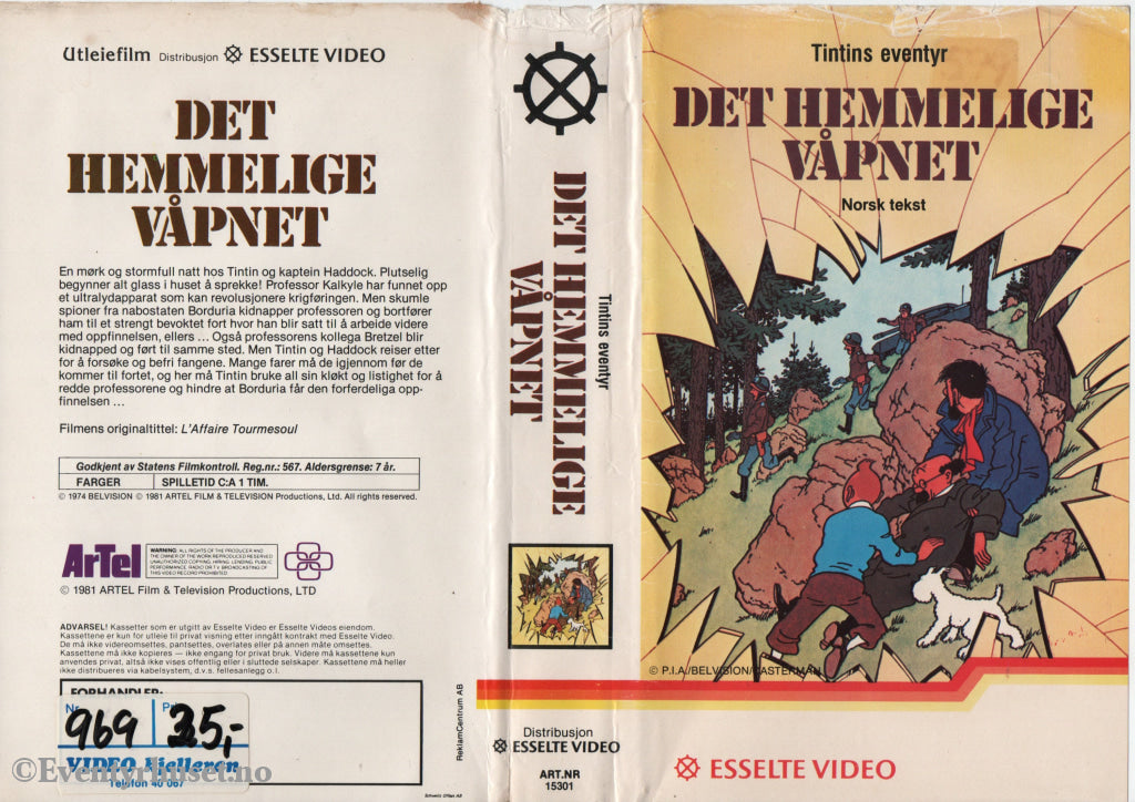 Download / Stream: Tintin - Det hemmelige våpnet. 1981. VHS Big Box. Norwegian subtitles Swedish dubbing.. VHS