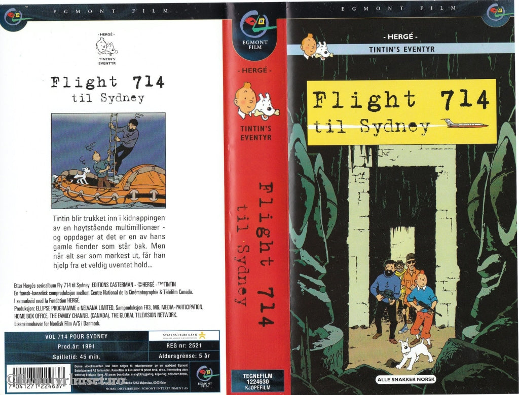 Download / Stream: Tintin - Flight 714 Til Sydney. Vhs. Norwegian Dubbing. Vhs