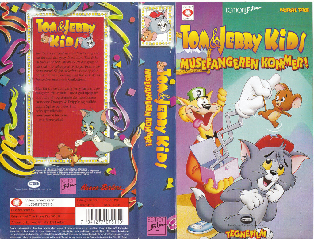 Download / Stream: Tom & Jerry Kids. Musefangeren kommer. 1991. VHS SB. Norwegian dubbing. VHS