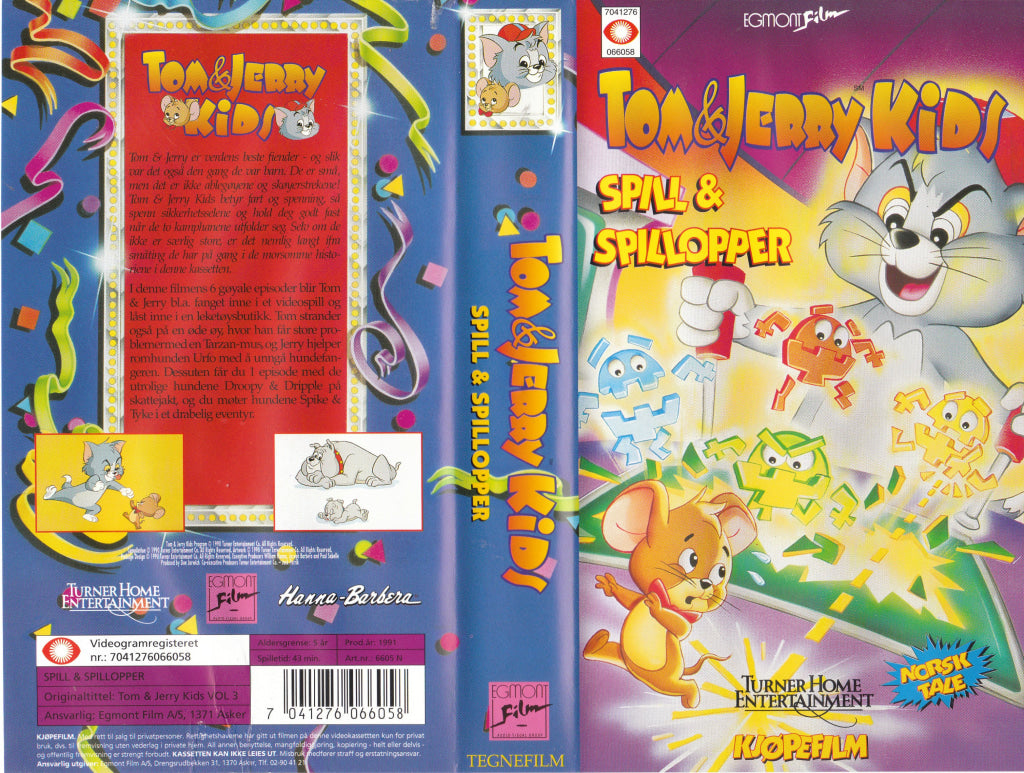 Download / Stream: Tom & Jerry Kids. Vol. 3. Spill & spillopper. 1991. VHS SB. Norwegian dubbing. VHS