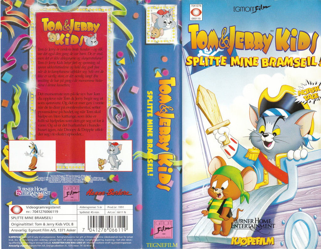 Download / Stream: Tom & Jerry Kids. Vol. 8. Splitte mine bramseil. 1991. VHS SB. Norwegian dubbing. VHS