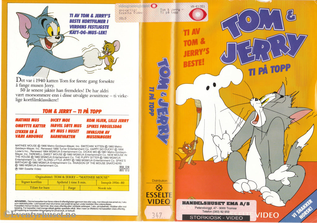 Download / Stream: Tom & Jerry - Ti På Topp. 1956-80. Vhs Big Box. Norwegian Dubbing.