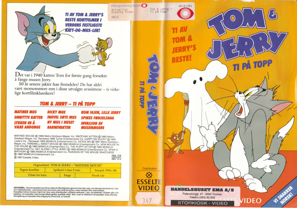 Download / Stream: Tom & Jerry - Ti På Topp. 1956-80. Vhs Big Box. Norwegian Dubbing.