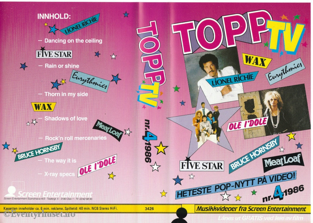 Download / Stream: Topp Tv. 1986. Vol. 4. Vhs Big Box. Norwegian.