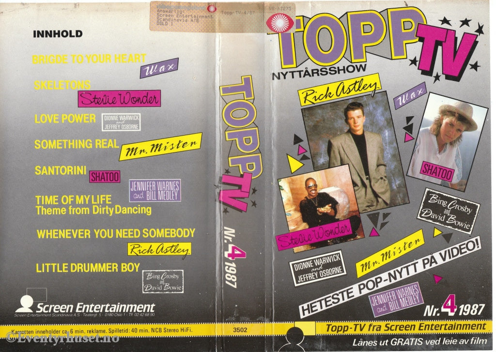 Download / Stream: Topp Tv. 1987. Vol. 4. Vhs Big Box. Norwegian.
