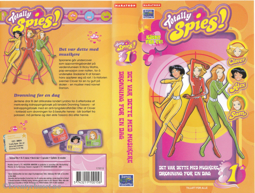 Download / Stream: Totally Spies. Vol. 1. 2003. Vhs. Norwegian Dubbing. Vhs