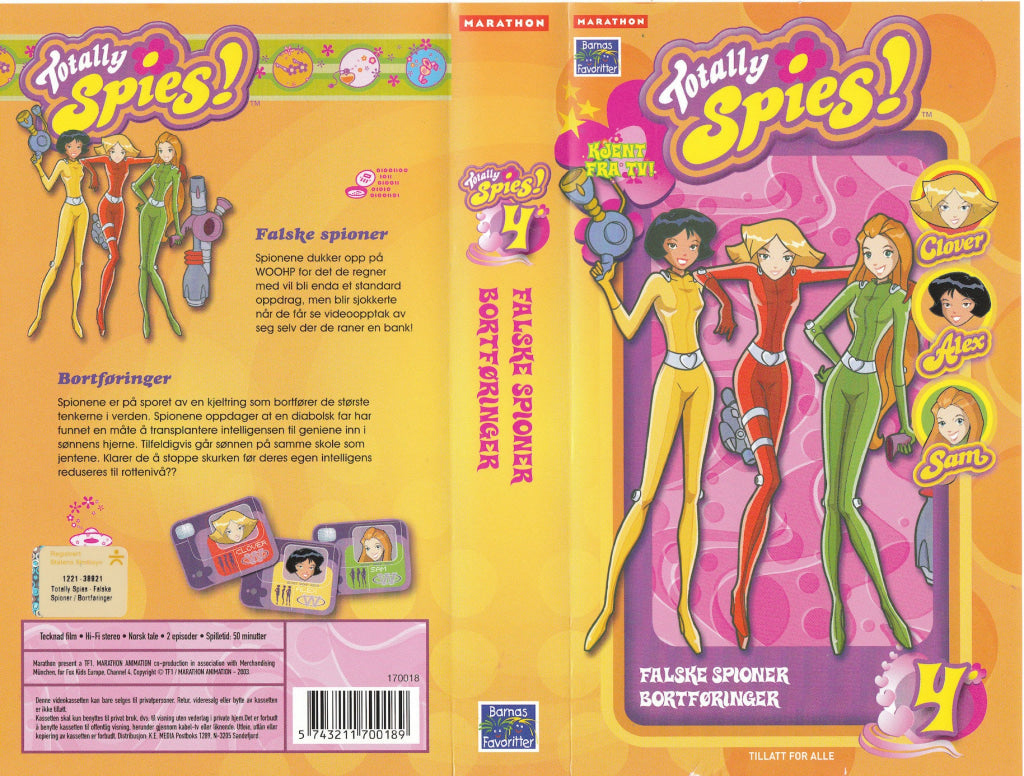 Download / Stream: Totally Spies. Vol. 4. 2003. Vhs. Norwegian Dubbing. Vhs