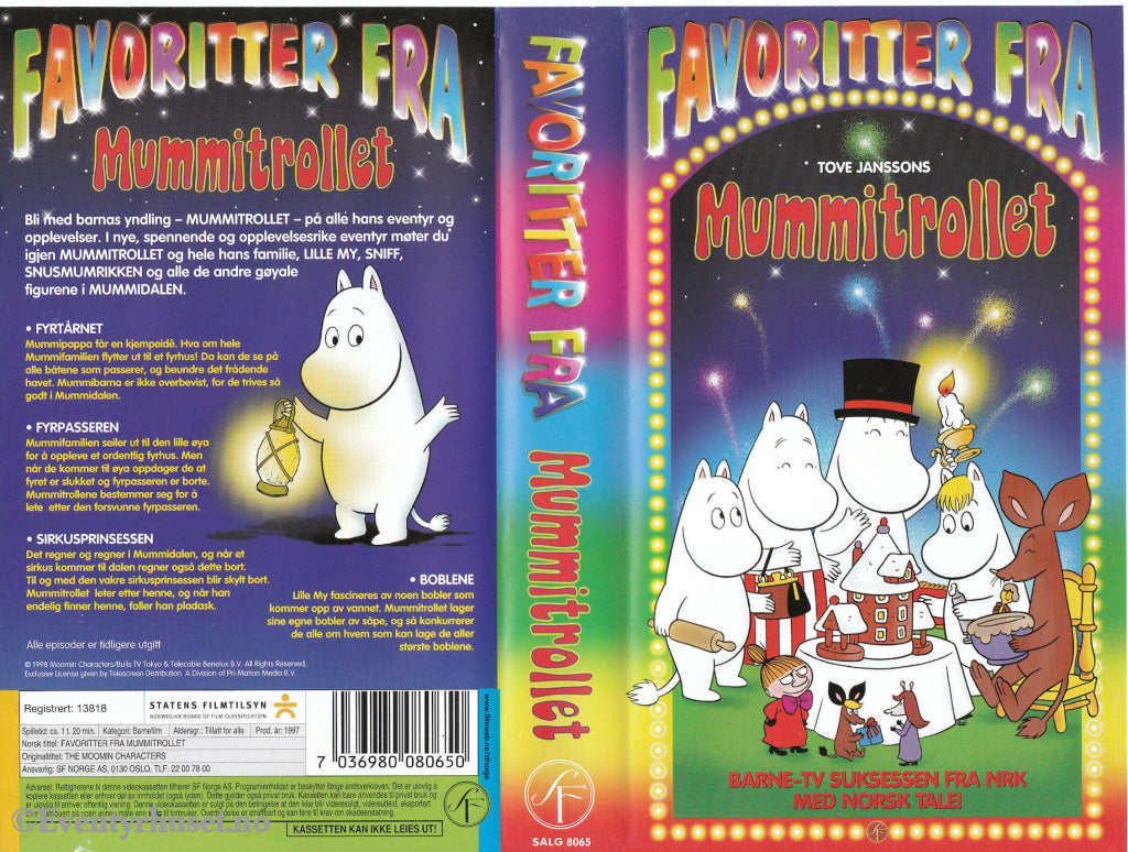 Download / Stream: Tove Jansson´s Favoritter Fra Mummitrollet (Moomin/mumintrollet). Vhs. Norwegian