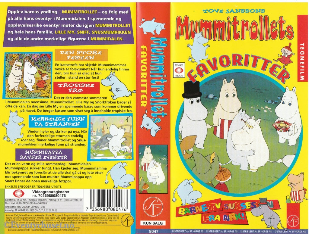 Download / Stream: Tove Jansson´s Mummitrollet Favoritter (Moomin/mumintrollet). Vhs. Norwegian