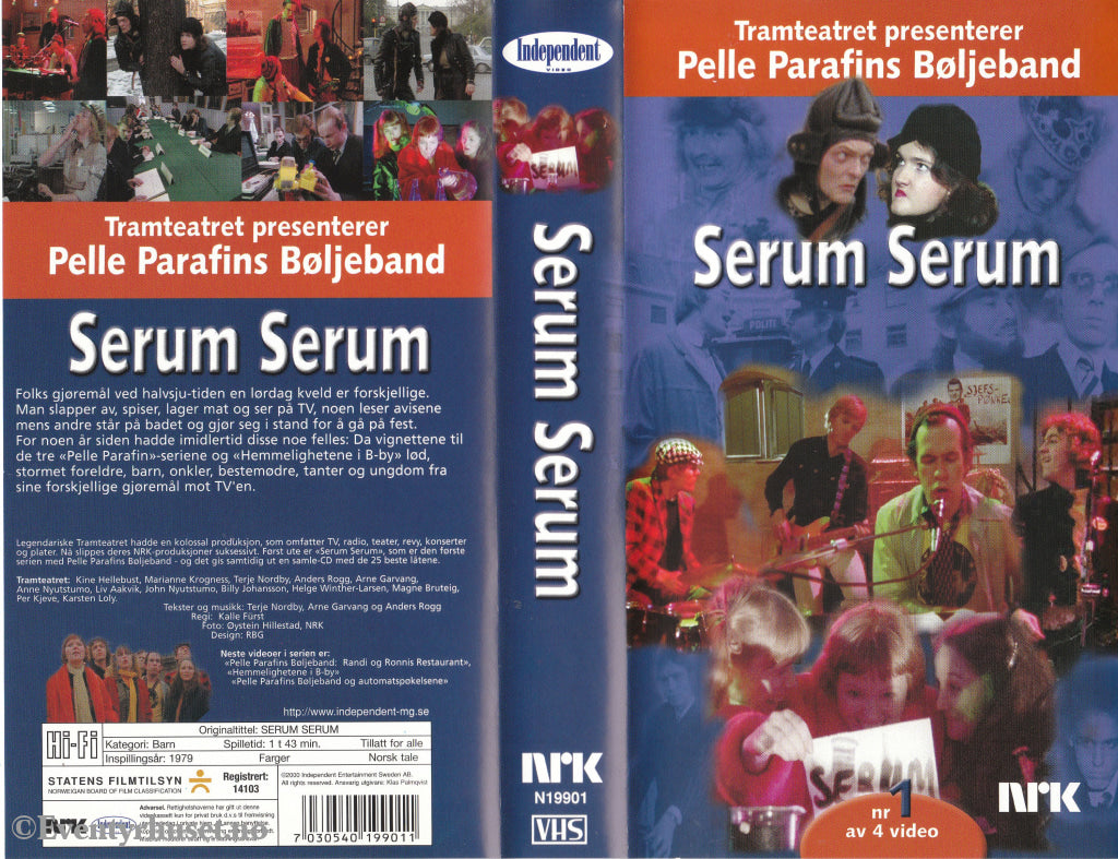 Download / Stream: Tramteateret. Vol. 1. Pelle Parafins Bøljeband - Serum Serum. 1979. VHS SB. Norwegian. VHS
