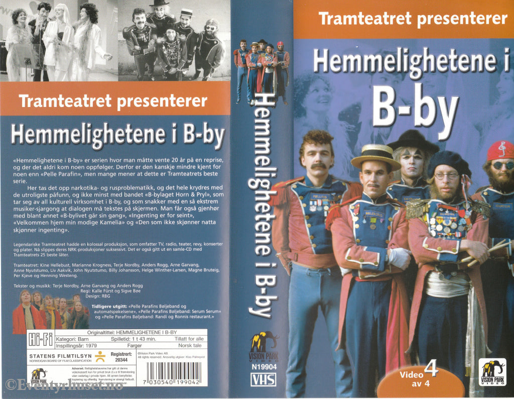 Download / Stream: Tramteateret. Vol. 4. Hemmelighetene i B-by. 1979. VHS SB. Norwegian. VHS